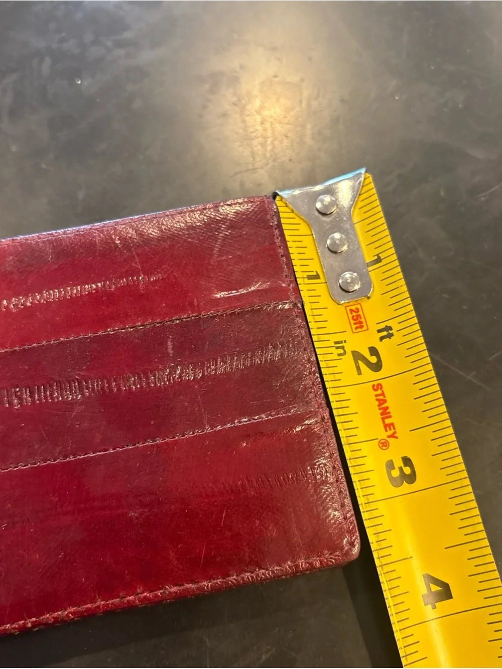 Vintage  Burgundy Leather Bifold Card Holder